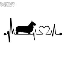Volkrays moda etiqueta do carro pembroke welsh corgi batimento cardíaco cão acessórios reflexivo vinil decalque preto/prata, 7cm * 18cm 2024 - compre barato