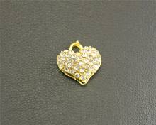20 Uds. De diamantes de imitación de cristal de tono dorado, colgante de corazón, pulsera de Metal artesanal, collar, accesorios de joyería RS425 2024 - compra barato