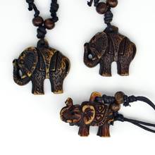 Pingente de resina de elefantes, colar com pingente de linha de cera, amuleto, presente da sorte, joia estilosa 2024 - compre barato
