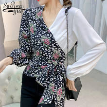 Autumn 2019 Casual Women Tops V-neck Slim Leopard Long Sleeve Lantern Sleeve Women Clothing New Fashion Womens Blouses 5472 50 2024 - buy cheap