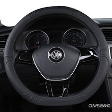 CUWEUSANG Carbon Fiber Leather Car Steering Wheel Cover For Volkswagen VW Polo Golf 5 6 7 Passat B5 B6 Tiguan Caddy Touran 2024 - buy cheap
