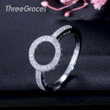 ThreeGraces Simple Silver Color Micro Paved CZ Fashion Hollow Round Engagement Rings For Women Jewelry Accessories RG085 2024 - buy cheap