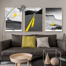 Nordic Black Yellow Landscape Road Wall Art Canvas Paintings Balloon Sky Wall Art Prints and Posters Living Room Home Decor 2024 - buy cheap