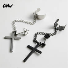 UVW026-Pendientes de tuerca con forma de cruz para mujer, Piercing, cadena, estilo bohemio, Punk, 316L, 2 unidades 2024 - compra barato