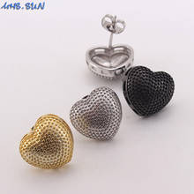 MHS.SUN New arrival heart stud earrings fashion women copper jewelry gold/silver color/black female earrings for party gift 2024 - buy cheap