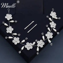 Miallo-accesorios para el cabello de boda para mujer, diademas de perlas y flores hechas a mano, joyería para el cabello, tocado de novia para fiesta, regalo 2024 - compra barato