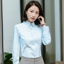 Office Lady Basic Simple Long sleeve Blouses Shirt Slim-fit Button Closure Formal Women's Dress Shirts Solid Tops Blusas 2024 - buy cheap