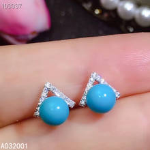 KJJEAXCMY Fine Jewelry Natural Blue Turquoise 925 Sterling Silver Women Earrings New Ear Studs Support Test Popular 2024 - buy cheap