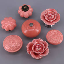 1PCS Pink Color Cabinet Drawer Kitchen Cupboard Knob Ceramic Furniture knob Handle Pull Hardware with Screws 2024 - compre barato