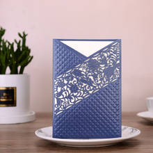 1pcs Blue Sample Laser Cut Flora Wedding Invitations Card Lace Rose Greeting Cards Customize Birthday Wedding Party Decoration 2024 - buy cheap