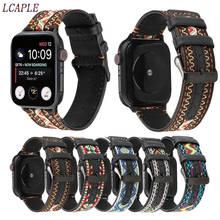 Fabric+Leather Strap for apple watch series 5 6 SE 4 3 2 watchband bracelet apple watch band 44mm 40mm iwatch band 42mm 38mm 2024 - buy cheap