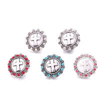 Snap jóias strass metal cruz 18mm gengibre botão snap diy pulseira colar jóias fazendo acc para mulher 2024 - compre barato