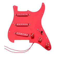 Sss 11 furos prewired pickguard pickguard com 3pcs única bobina captador + 3x controle de volume para st guitarra elétrica, vermelho 2024 - compre barato