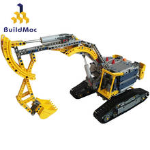 Buildmoc-grúa excavadora de ingeniería, camión de alta tecnología, bloques de construcción, ciudad, coche, excavadora, juguetes educativos para niños 2024 - compra barato