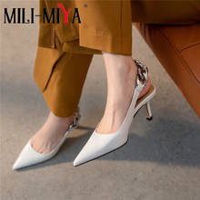 MILI-MIYA Sexy Pointed Toe Women Genuine Leather Pumps Thin Heels Slip On Solid Color Dress Party Shoes Plus Size 34-41 For Lady 2024 - buy cheap