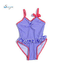 6-36 Month Striped Girls swimwear Falbala New Children Monokini Summer Bow Girls Swimsuit One Piece Swimwear Bathing Suit 72 2024 - buy cheap