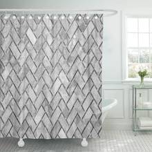 Gray Black and White Stone Wall Abstract Pattern Herringbone Shower Curtain Waterproof Fabric 60 x 72 Inches Set with Hooks 2024 - buy cheap