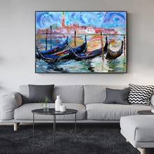 Arthyx Modern Abstract Arts Handpainted Impression Boat Landscape Oil Painting On Canvas Wall Picture For Living Room Home Decor 2024 - buy cheap