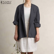 ZANZEA Women's Blazer 2022 Autumn Female Solid Long Sleeve Cardigan Oversize Office Ladies Outwear Spring Casual Laple Coat 2024 - buy cheap