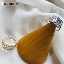 Xiteemi anéis grandes e elegantes de personalidade para mulheres, 2 cores fashion zircônio cúbico joias com frete grátis 2024 - compre barato