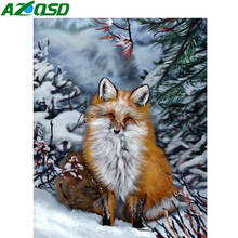 AZQSD 5d Diamond Painting Fox Animal Diamond Embroidery Snow Full Square Drill Handmade Home Decor Gift Picture Of Rhoinestones 2024 - buy cheap