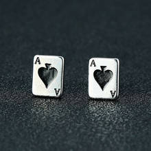 Fashion Personality Heart Shaped Poker Stud Earrings Silver Plated Stud Earrings Hip Hop Rock Jewelry for Men and Women 2024 - buy cheap