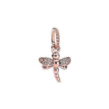 2020 New Original 925 Sterling Silver Bead Rose Sparkling Dragonfly Dangle Charm Fit Pandora  Bracelet Bangle DIY Women Jewelry 2024 - buy cheap