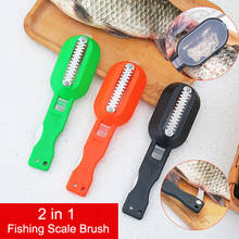 2 in 1 Plastic Fishing Scale Brush Built-in Fish cutter Fish Skin Brush Scraping Fast Remove Fish knife Cleaning Scaler Scraper 2024 - buy cheap