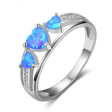 Cute Women Heart-Shape Ring Elegant Blue Imitation Fire Opal Ring For Women Fashion Jewelry Accessories Party Gift 2024 - buy cheap