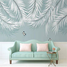 Milofi papel de parede 3d personalizado, mural fresco de plantas tropicais, moderno, minimalista, parede de fundo, sala de estar, quarto, pintura decorativa 2024 - compre barato