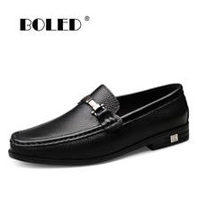 Sapatos masculinos de couro legítimo, mocassim macio de alta qualidade, slip-on, sapatos planos confortáveis para dirigir, sapatos casuais para homens 2024 - compre barato