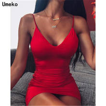 Umeko Fashion Women Solid Lace Up Summer Women Bodycon Midi Dress Sleeveless Backless Elegant Party Outfits Sexy Club Clothes 2024 - buy cheap