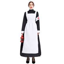 Branco e preto mulheres adultas freira cosplay feminino dia das bruxas trajes enfermeira carnaval purim desfile palco mostrar role play vestido de festa 2024 - compre barato