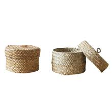 Seaweed Snack Storage Box Handmade Finishing Box With Lid - Woven Storage Basket Wardrobe Desktop Storage Basket Round Gift Box 2024 - buy cheap