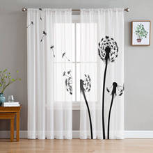 Dandelion Plant Black And White Voile Curtains for Living Room Window Treatment Sheer Curtains for Bedroom Kitchen Drapes 2024 - buy cheap