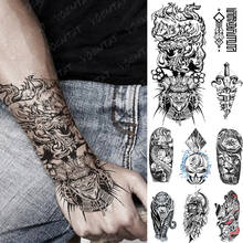 Водостойкая Временная тату-наклейка, дракон, японский самурай, флэш-тату, Лев, компас, леопард, геометрия, боди-арт, рука, искусственная татуировка 2024 - купить недорого