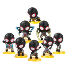 8pcs/set 4-5cm Spiderman Iron Spider Black Spider Man Q Version Mini Doll PVC Figure Toys 2024 - buy cheap