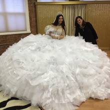 Vestido De Noiva Luxury Ball Gown Wedding Dress Sexy Shining White Organza Tulle Gypsy Bridal Gown Robe De Mariage 2024 - buy cheap