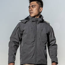 Jaqueta tática militar masculina, casaco de algodão quente, à prova de vento com capuz para caminhada ao ar livre, treinamento 2024 - compre barato
