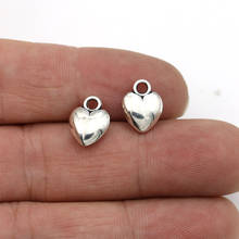 25 peças amuletos antigos de prata banhados a coração pingentes para pulseira de jóias acessórios diy 12x9mm 2024 - compre barato