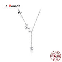 Collar de cadena de plata de La Monada para mujer, colgante de mariposa, flor minimalista, joyería de plata 925 en el cuello, collares para mujer 2024 - compra barato