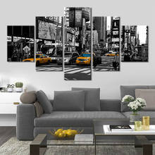 Pintura en lienzo de paisaje de calle de Nueva York, 5 paneles, imágenes blancas y negras para sala de estar, decoración del hogar, arte de pared, impresión de carteles, impresiones 2024 - compra barato