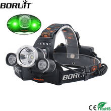 BORUiT RJ-3000 T6 XPE Green Light LED Headlamp 3-Mode Waterproof Headlight Rechargeable 18650 Head Torch for Hunting Camping 2024 - buy cheap