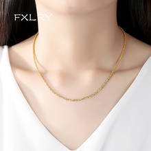 Fxlry colar pingente de corrente, colar simples de cor dourada com onda e de corrente, joias femininas 2024 - compre barato