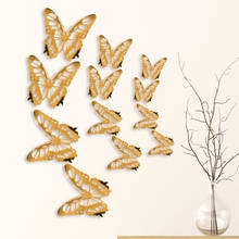 Metal texture 3D hollow sticker gold silver butterflies on the wall sticker Wedding party Wall stickers creative room decoration 2024 - buy cheap