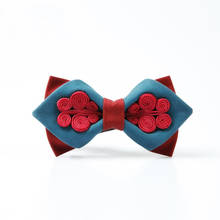 Free shipping MEN's male Bow tie Chinese wind deep blue wine red hit color wedding bride and groom dress up business Headdress 2024 - buy cheap