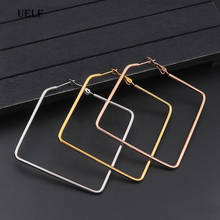 Uelf 50mm Wide Stainless Punk Hoop Earrings Fashion Jewelry Statement Earrings For Women Brincos Square Wholesale Gift 2024 - buy cheap