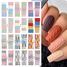 12pcs Nail Art Stickers Set Sweater Cloth Design Water Transfer Decals Colorful Sliders Gel Polish Manicure Decor SABN517-528 2024 - купить недорого