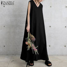  Women's Summer Sundress ZANZEA 2021 Fashion Asymmetrical Dress Drawstring Vestidos Female Casual V Neck Solid Robe  2024 - buy cheap