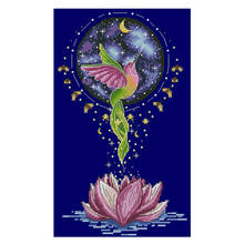 Top Quality Popular Counted Cross Stitch Kit Hummingbird Bird and Flower Flowers Moon night Lotus 2024 - buy cheap